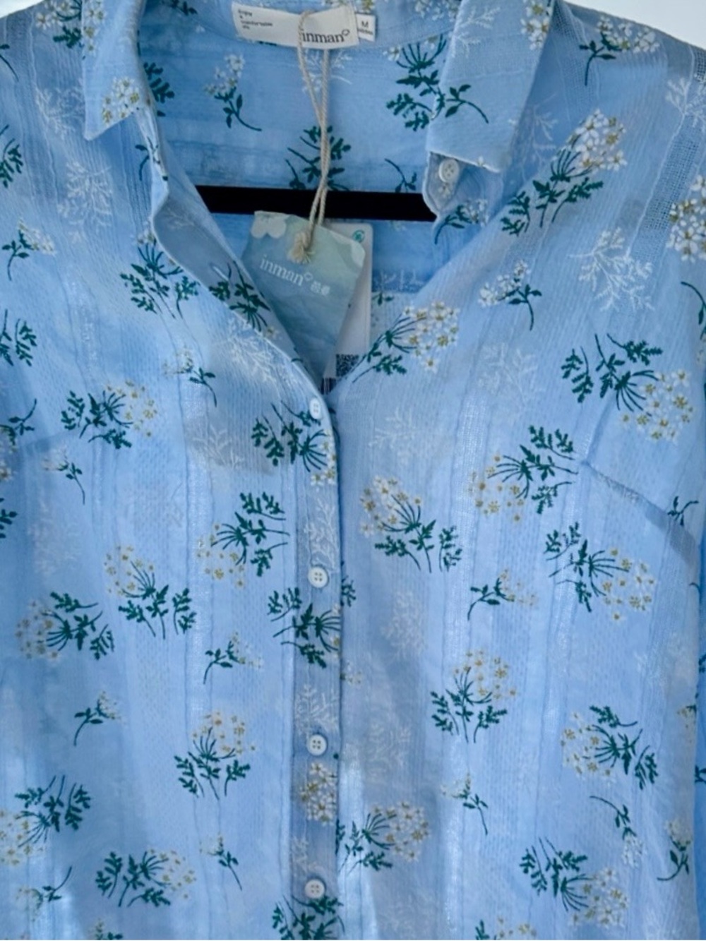 INMAN BLUE FLORAL LONG SLEEVE SHIRT - Picture 3 of 5